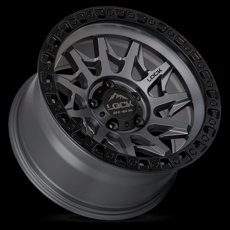 20×10 Lock Off-Road Lunatic Gray Black Ring 6×139.7 6×5.5 ET-18 Wheel