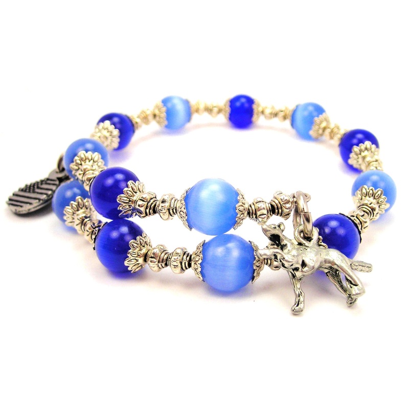 Dog Giving Paw Cat’s Eye Beaded Wrap Bracelet