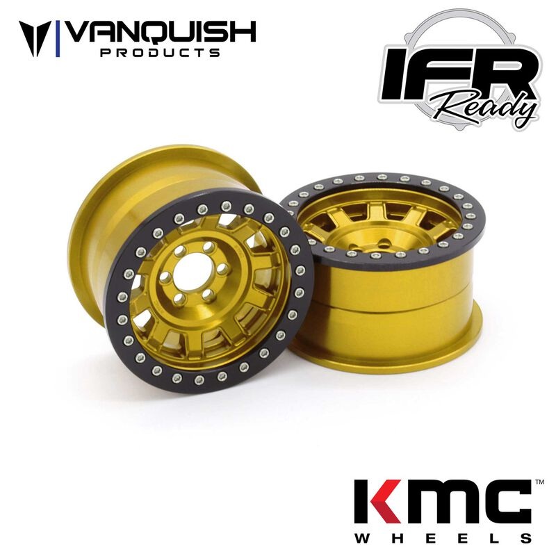 Vanquish Products KMC KM236 Tank 2.2″ Beadlock Crawler Wheels (Gold) (2)   (VPS08708)