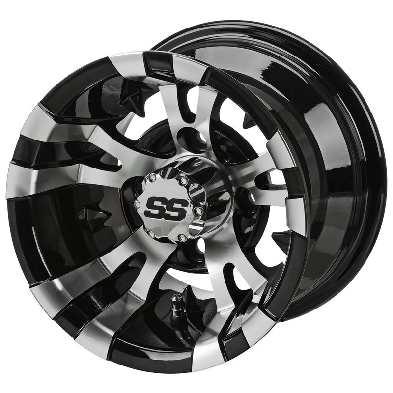 LSI 10″ Warlock Black & Machined Golf Cart Wheel