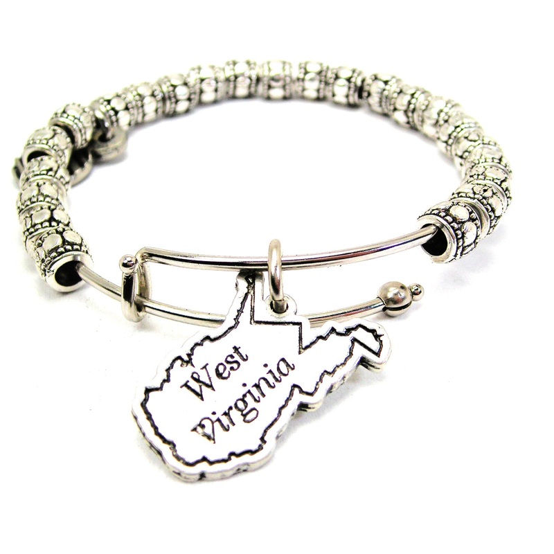 West Virginia Metal Beaded Bracelet