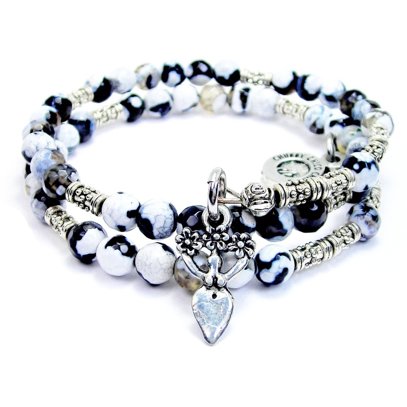 Goddess Of The Earth Agate Stone Microcrystalline Quartz Wrap Bracelet Aqua Blue