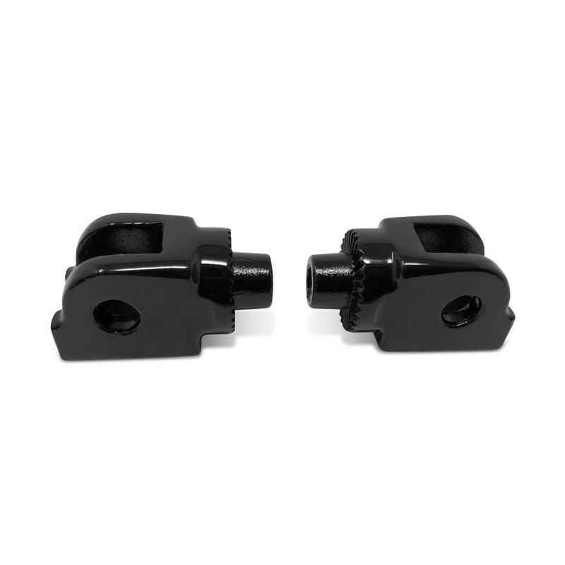 Front Splined Footpeg Mounts – Black. Fits Softail 2018up, Pan America 2021up & Sportster S 2021up