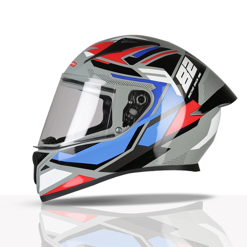 TVS Racing Titan Series Full Face Helmet for Men | Premium Bike Helmets with ABS Shell, UV Paint | Quick Release System | Aerodynamic Design | DOT & ISI Certified blue