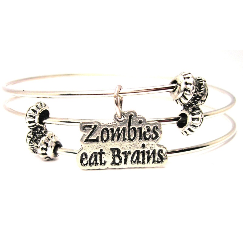 Zombies Eat Brains Triple Style Expandable Bangle Bracelet As shown