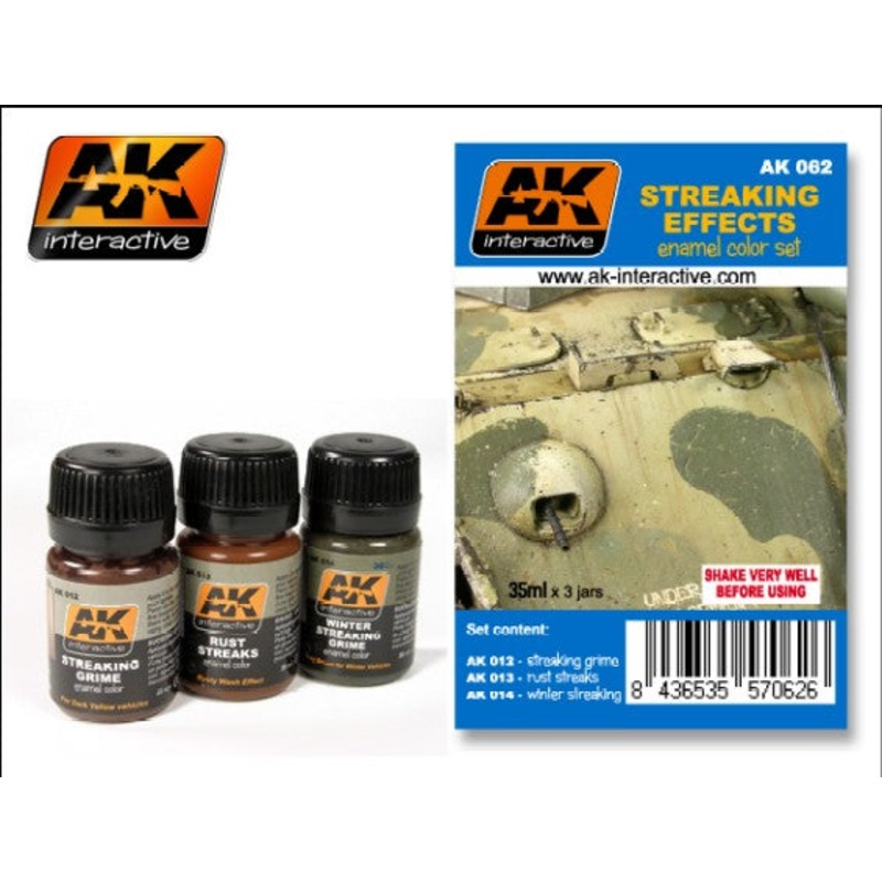 AK Interactive Streaking Effects Enamel Paint Set (12, 13, 14)   (AKI62)