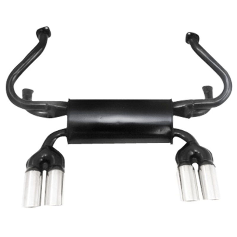 4-Tip GT Exhaust System Type 3, 1300-1600cc, Black with Chrome Tips
