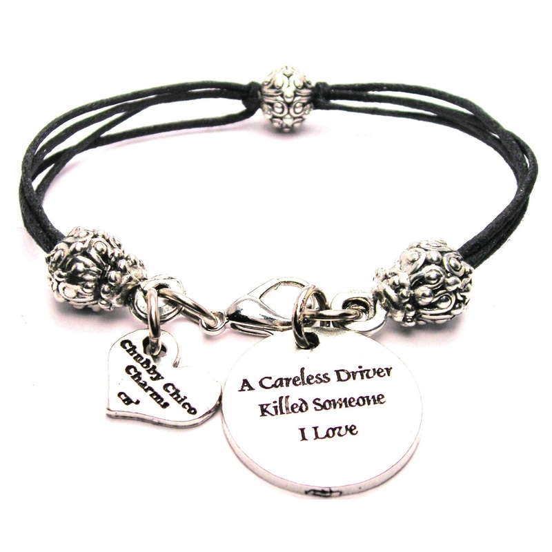 A Careless Driver Killed Someone I Love Beaded Black Cord Bracelet