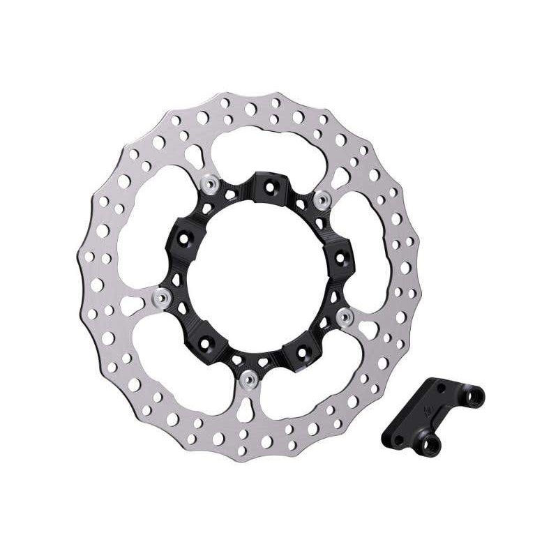 14in. Right Hand Front Jagged Big Brake Disc Rotor – Black. Fits Most Touring 2008-2024