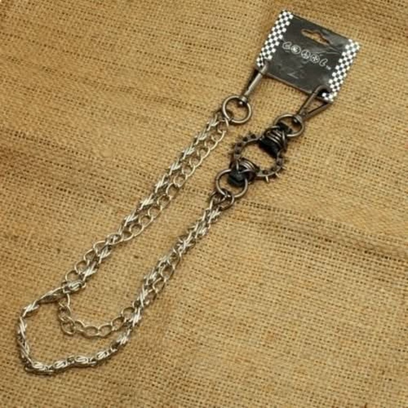 WA-WC772W Spike ring Wallet Chain with chrome double chain,