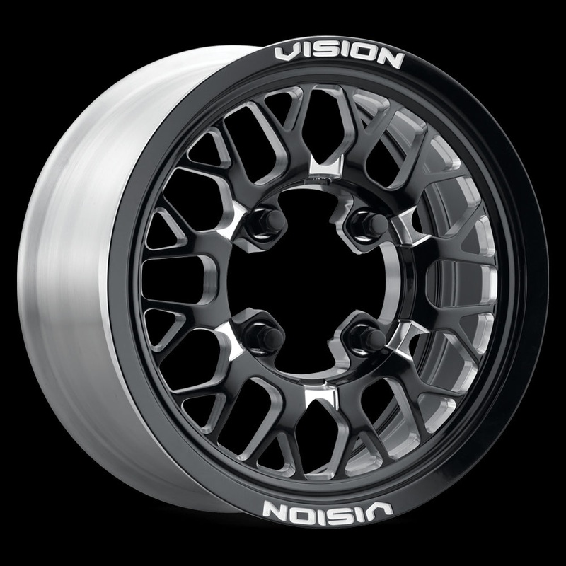 15X10 Vision Storm Gloss Black Milled Spoke 6×139.7 6×5.5 ET25 Wheel Rim