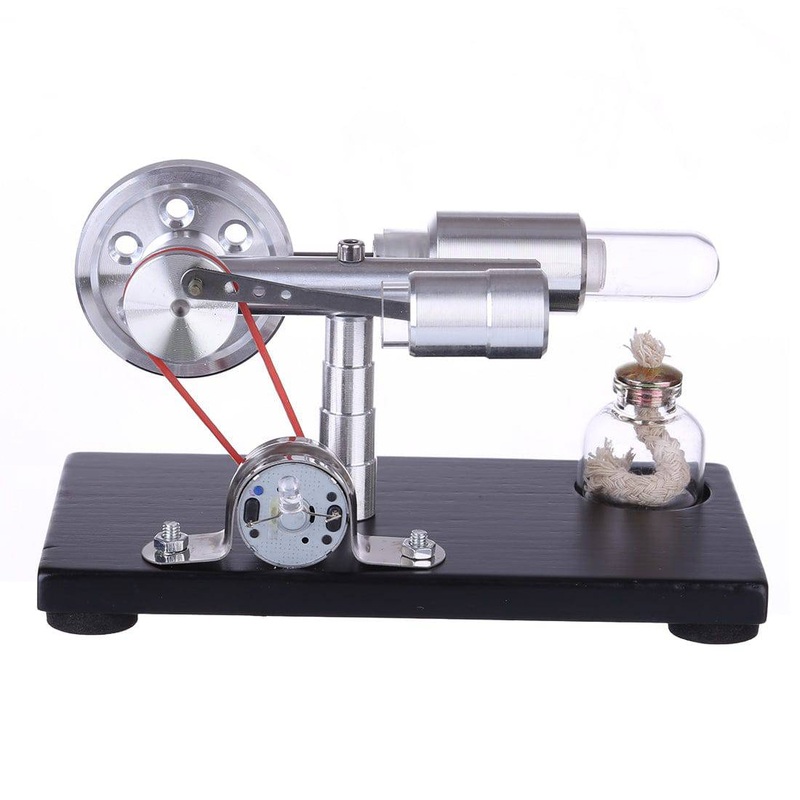 -Type Single Cylinder Stirling Engine Sterling Generator with LED Lights with Voltage Digital Display Meter Science Toy