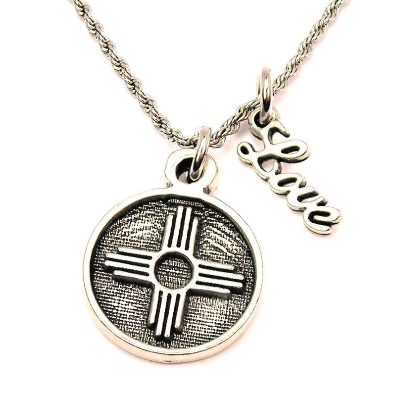 Zia Southwest Sun Symbol 20″ Chain Necklace With Cursive Love Accent