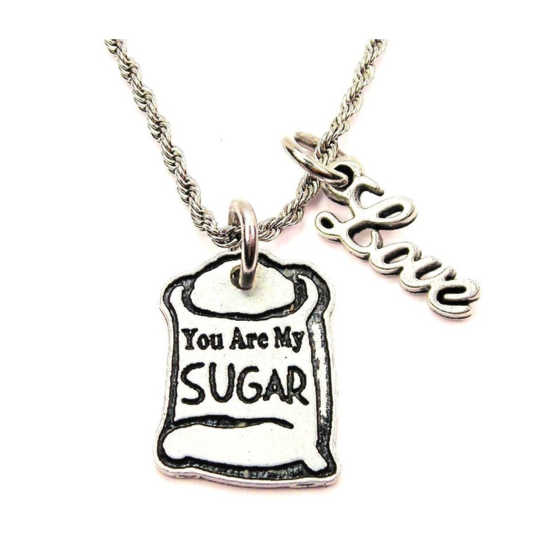 You Are My Sugar 20″ Chain Necklace With Cursive Love Accent