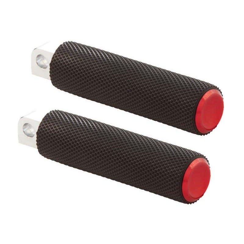 Knurled Fusion Footpegs – Red. Fits H-D.