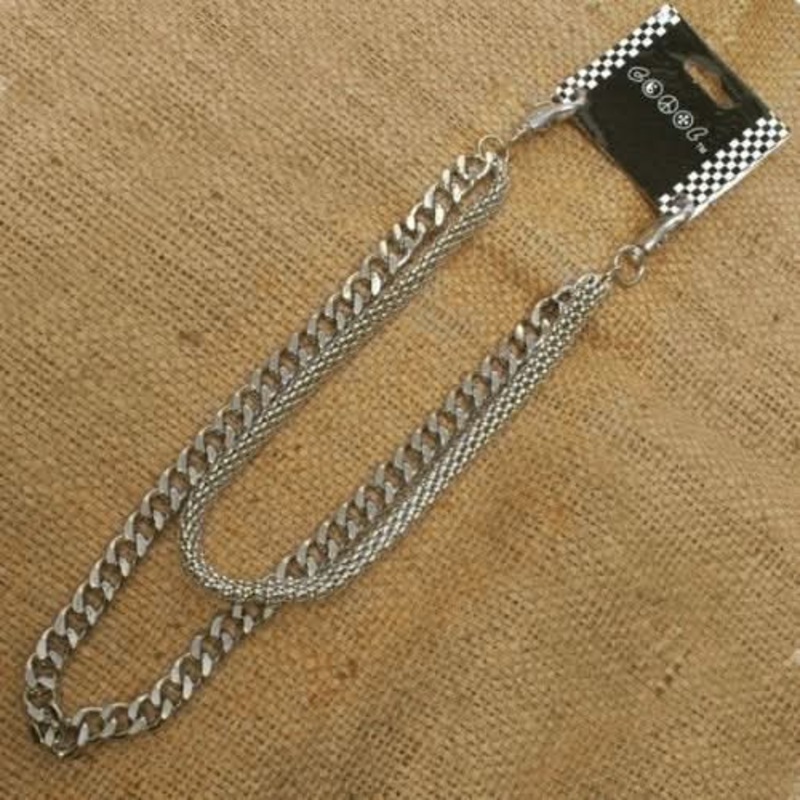 WA-WC77W Chrome Wallet Chain with double chain, mesh and medium link