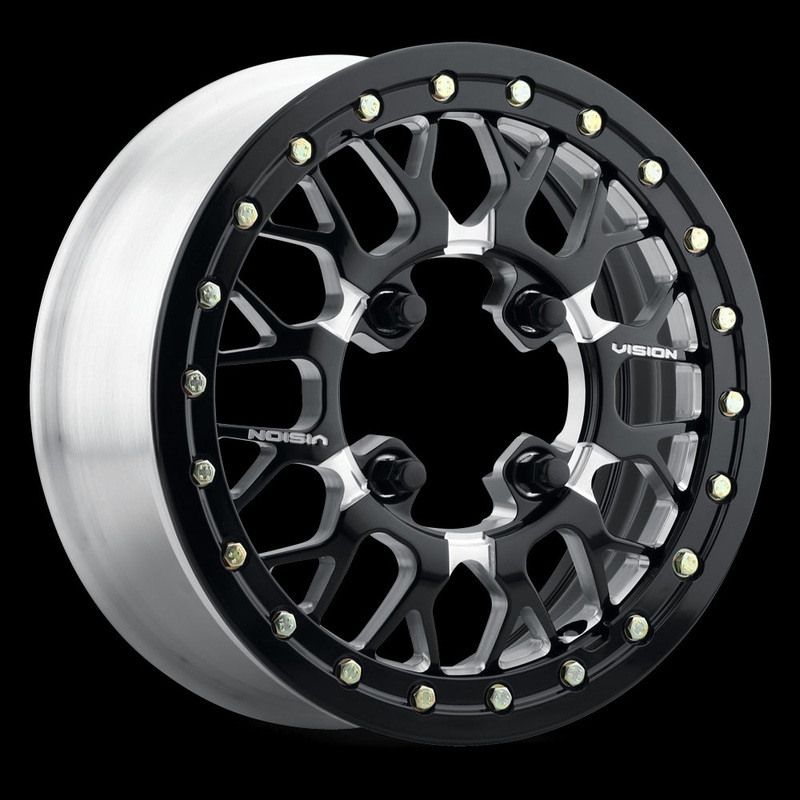 15X10 Vision Storm Gloss Black Milled Spokes 5×114.3 ET25 Wheel Rim