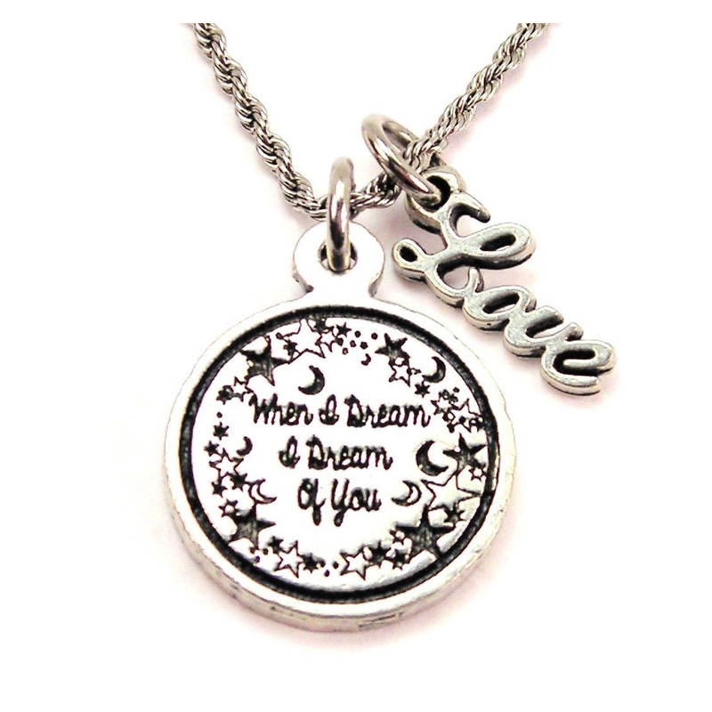 When I Dream I Dream Of You 20″ Chain Necklace With Cursive Love Accent