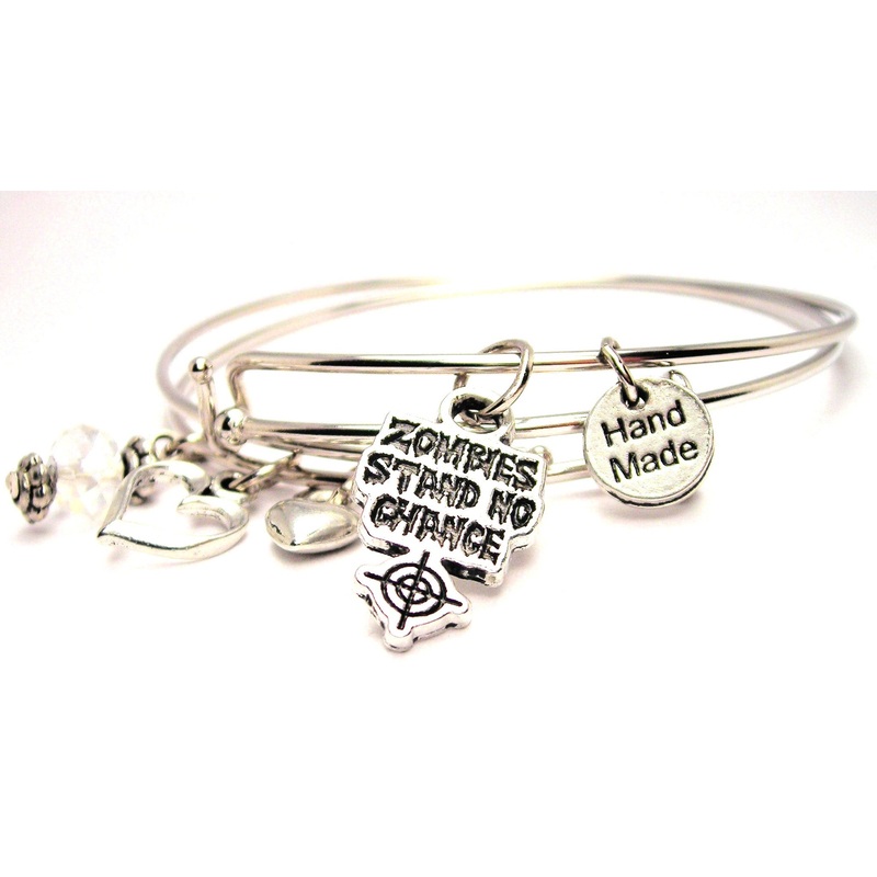 Zombies Stand No Chance With Crosshairs Expandable Bangle Bracelet Set Aqua Blue