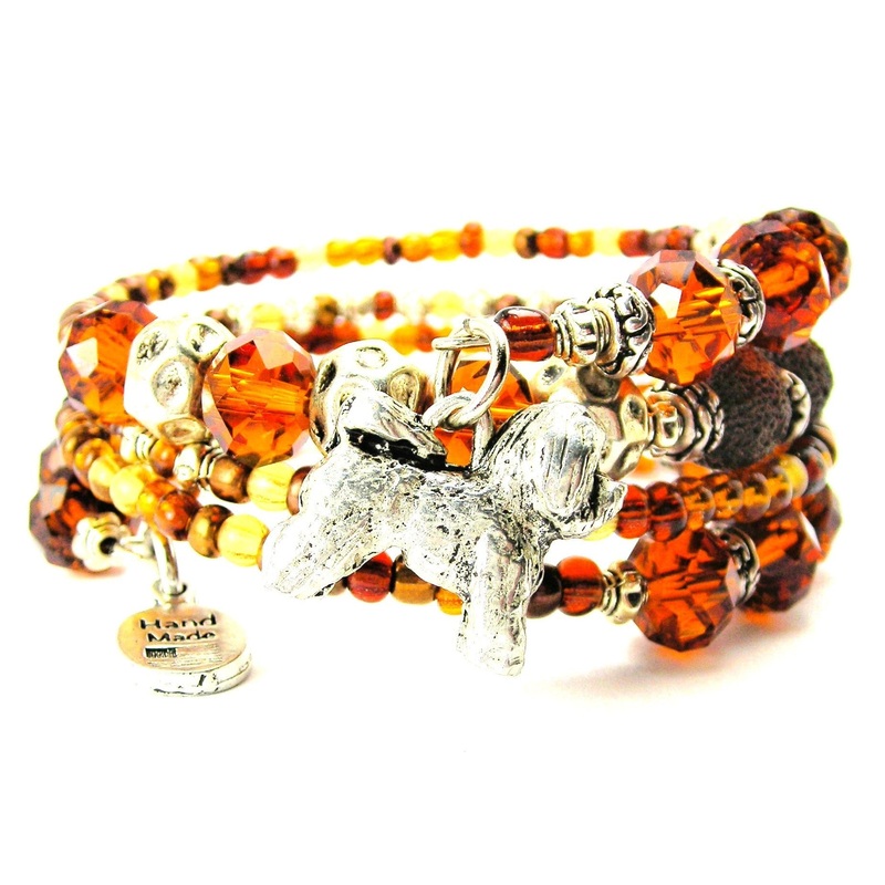 3D Bishon Frise Multi Wrap Bracelet Aqua Blue