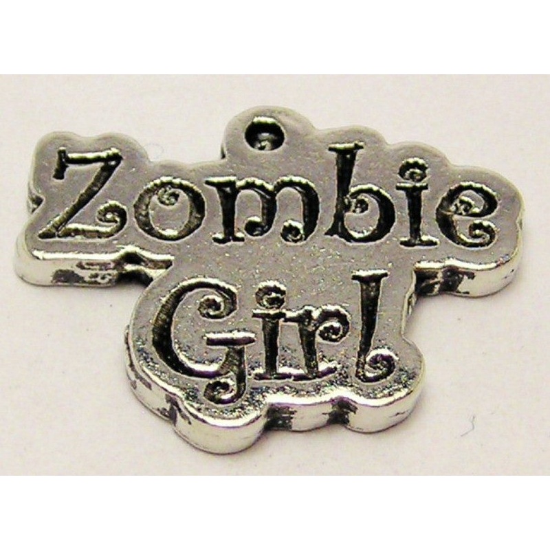 Zombie Girl Genuine American Pewter Charm