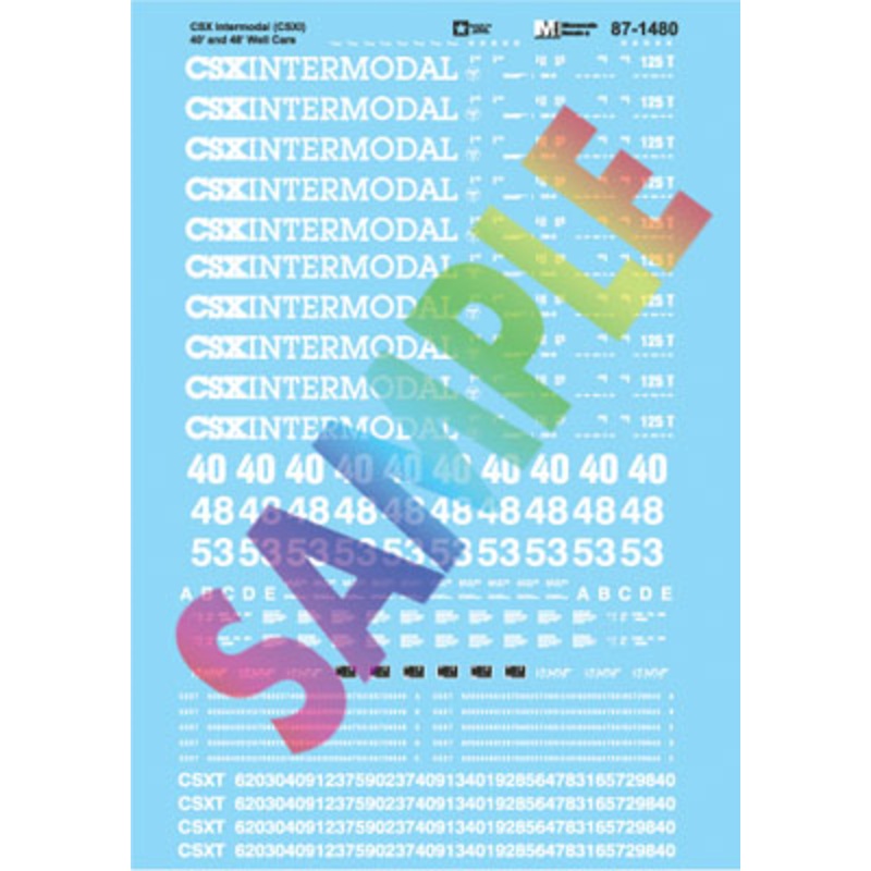 Microscale Railroad Decal Set — CSX Intermodal CSXI 40 & 48′ Well Cars   (460-601480)